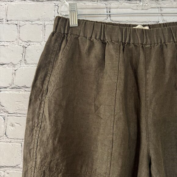 AYR The Tourist Linen Pants Womens L Elastic Waist Sicilian Umber Brown Resort - Picture 13 of 14